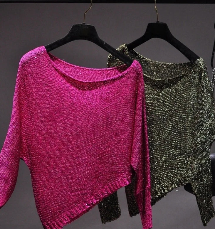 Blusa asimétrica con lentejuelas