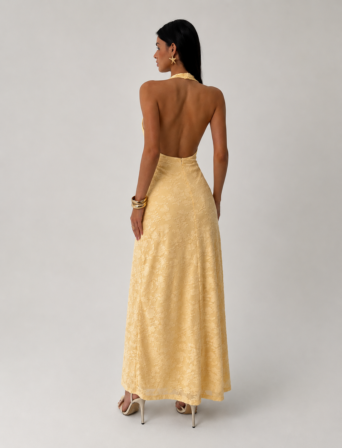 Vestido Largo Floral Amarillo